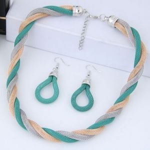 LAST ONE! Teal, Gold, & Silver Mesh Necklace Set